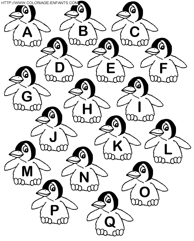 dibujo Alfabeto Pinguinos