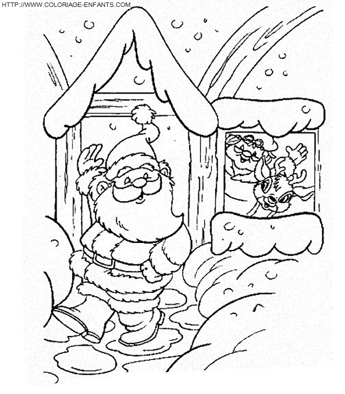 dibujo Navidad Casa Papa Noel
