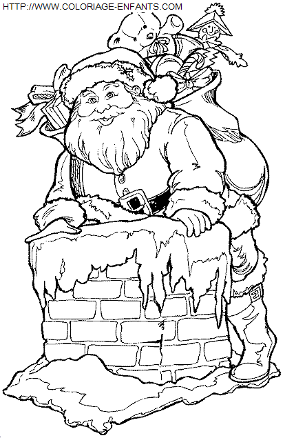 dibujo Navidad_Papa Noel Chimenea