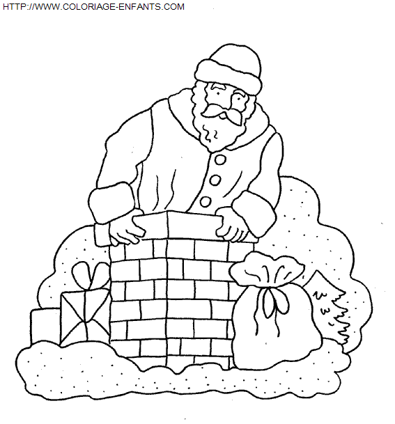 dibujo Navidad_Papa Noel Chimenea