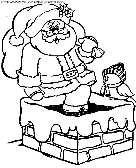 dibujo Navidad_Papa Noel Chimenea