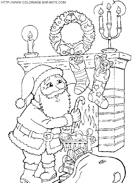 dibujo Navidad_Papa Noel Chimenea