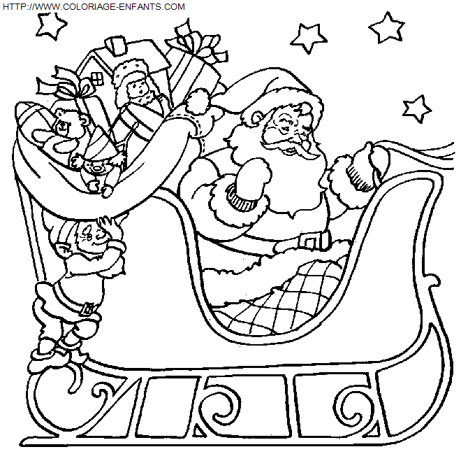 dibujo Navidad Papa Noel carrito