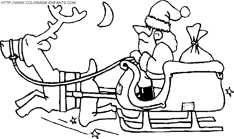 dibujo Navidad Papa Noel carrito