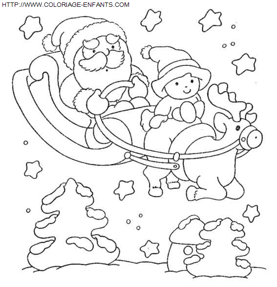 dibujo Navidad Papa Noel carrito