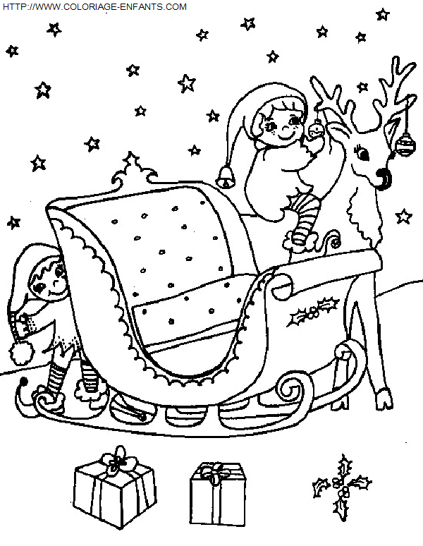 dibujo Navidad Papa Noel carrito