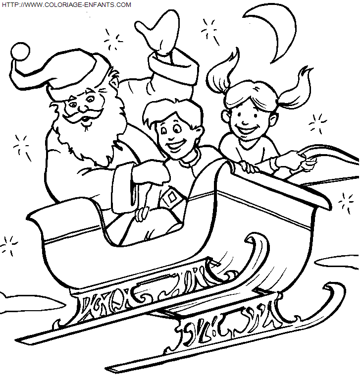 dibujo Navidad Papa Noel carrito