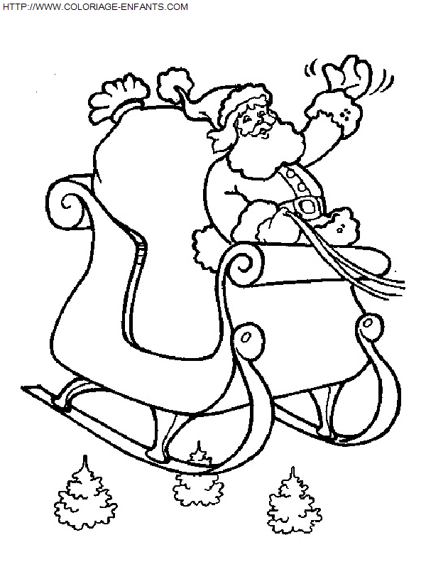 dibujo Navidad Papa Noel carrito