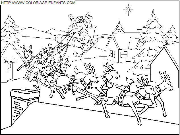 dibujo Navidad Papa Noel carrito